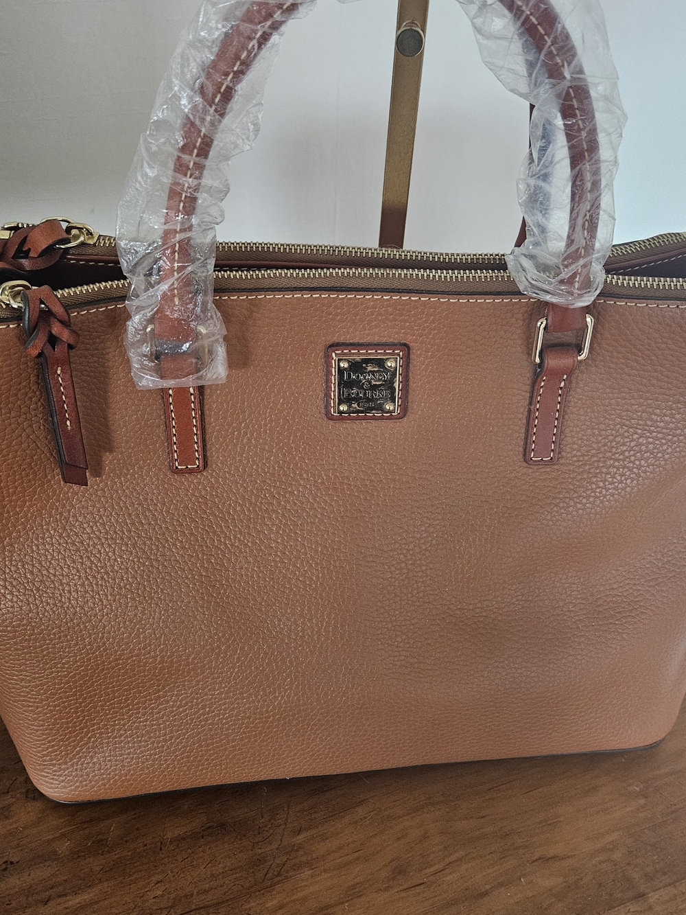 Dooney & Bourke Pebble Leather Satchel - Cognac Brown - Picture 1 of 5